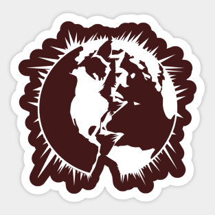 EXPLODING EARTHS! PLANET LOGO WHITE Sticker